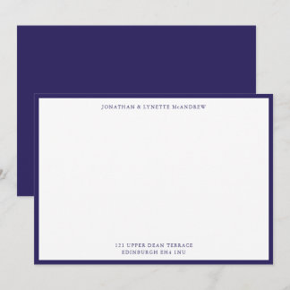 Blue Classic Border Flat Note Card Mitteilungskarte