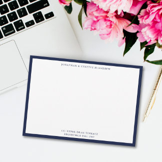 Blue Classic Border Flat Note Card Mitternacht Mitteilungskarte