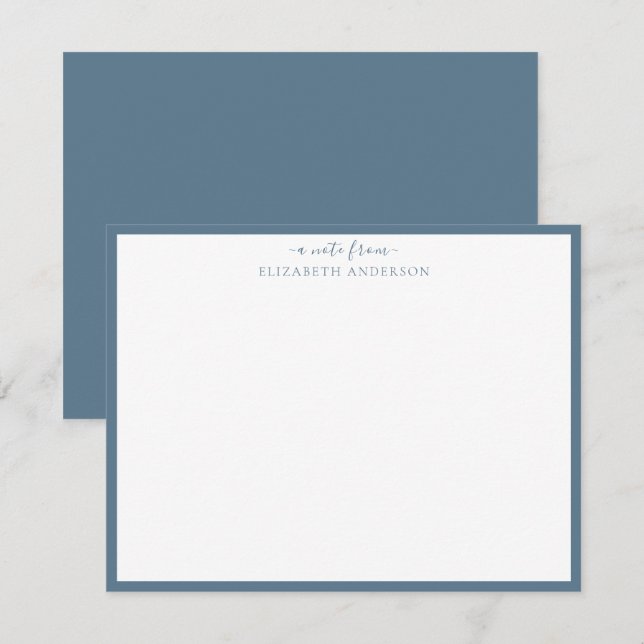 Blue Classic Border Note Card Mitteilungskarte (Vorne/Hinten)
