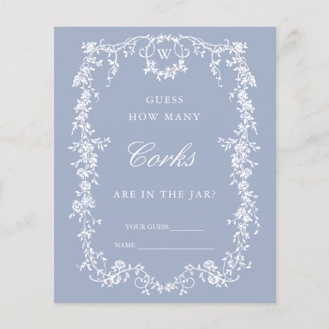 Blue Classic French 'Guess How many' Bridal Game (Vorderseite)