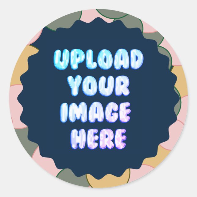 Blue Classic Round Sticker with a Business Logo (Vorderseite)