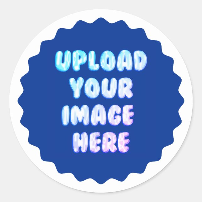 Blue Classic Round Sticker with a Business Logo (Vorderseite)