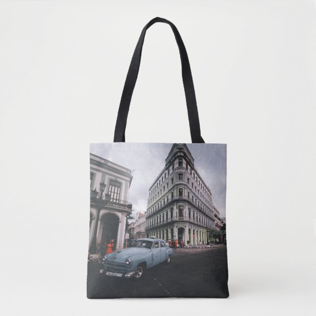 Blue Classic Vintage Car Cityscape (Vorderseite)