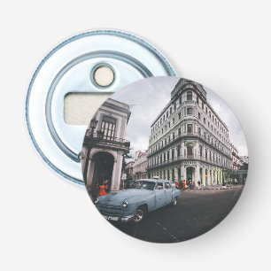 Blue Classic Vintage Car Cityscape Flaschenöffner