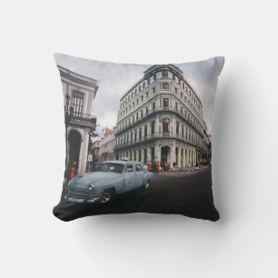 Blue Classic Vintage Car Cityscape Kissen