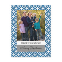 Blue Classy Diamond Holiday Foto Postcard