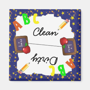 Blue Clean & Dirty School Chalkboard Magnet