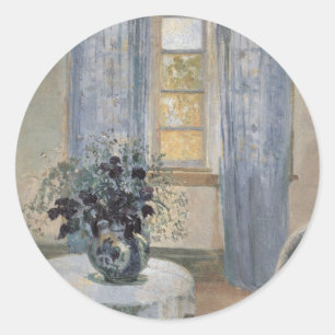 Blue Clematis in the Artist's Studio, Anna Ancher Runder Aufkleber