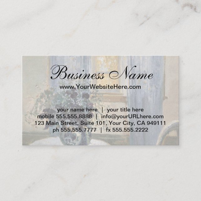 Blue Clematis in the Artist's Studio, Anna Ancher Visitenkarte (Vorderseite)