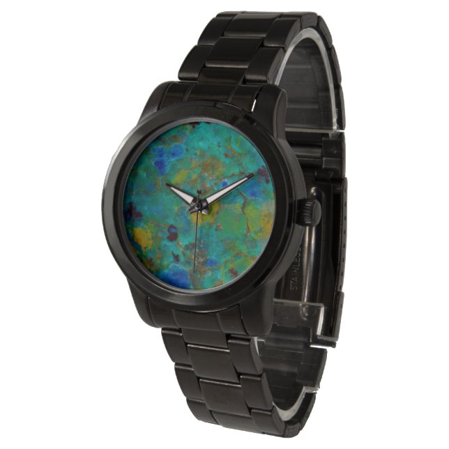 Blue Cliff Chrysocolla Armbanduhr (Schrägansicht)