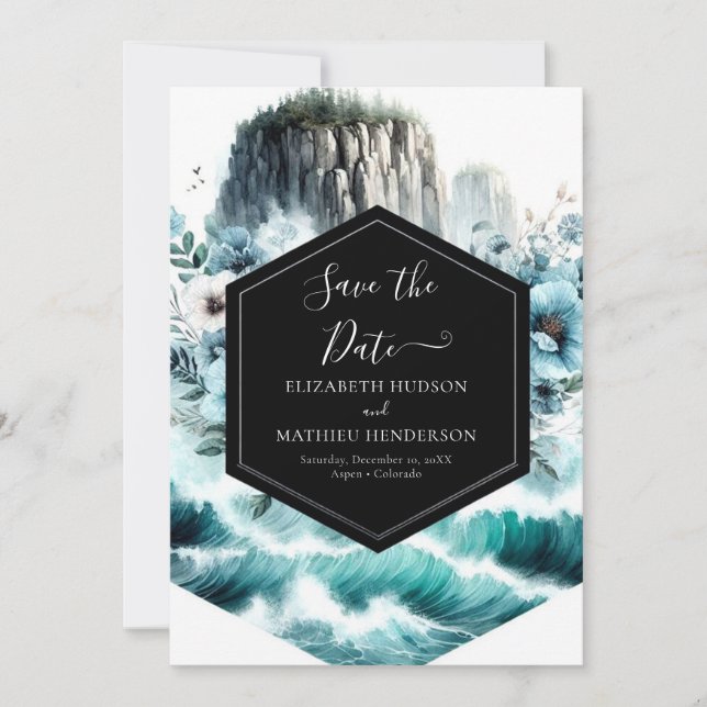 Blue Cliff Nautical Wedding Save The Date (Vorderseite)