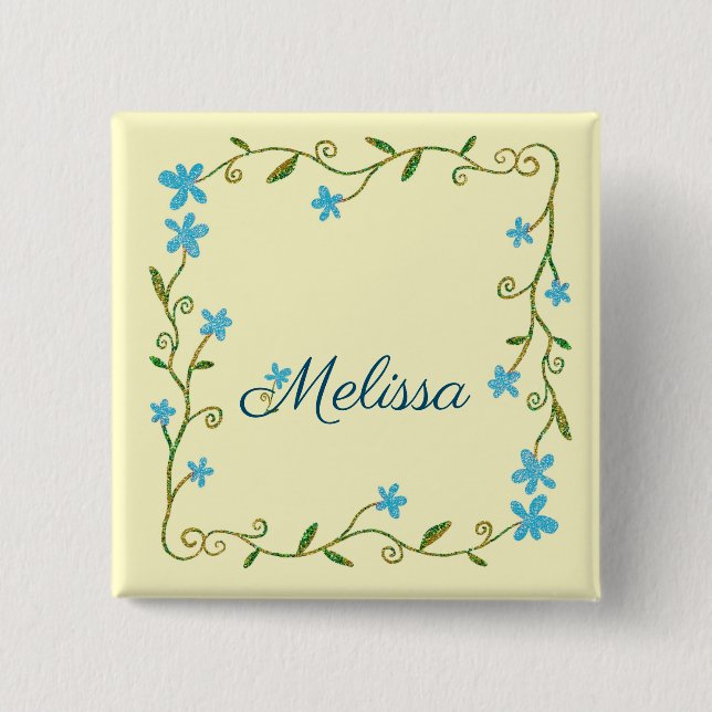 Blue Climbing Blume Button (Vorderseite)