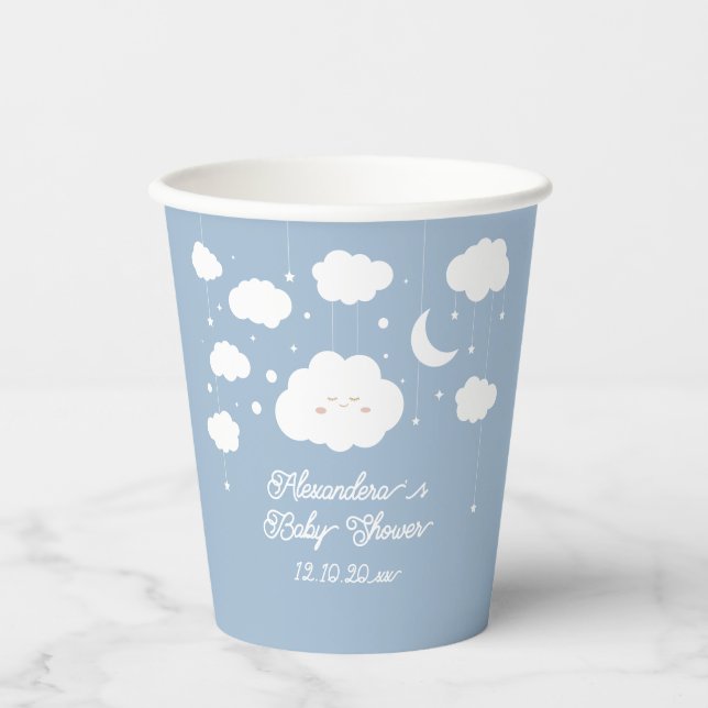 Blue Cloud 9 Babydusche Pappbecher (Vorderseite)