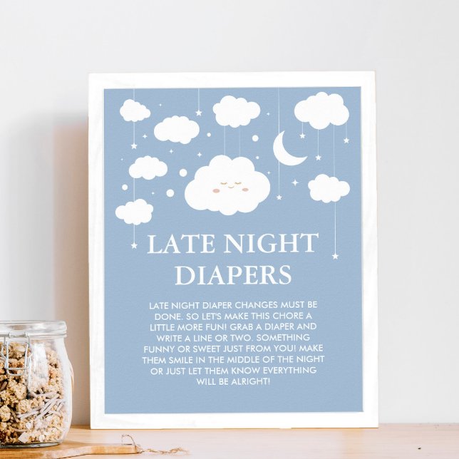 Blue Cloud Baby Dusche Spate Night Diapers Game Poster (Von Creator hochgeladen)