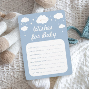 Blue Cloud Baby Showgame wünscht Baby Card Einladung
