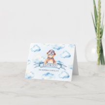 Blue Cloud Vintag Boy Bear Baby Dusche