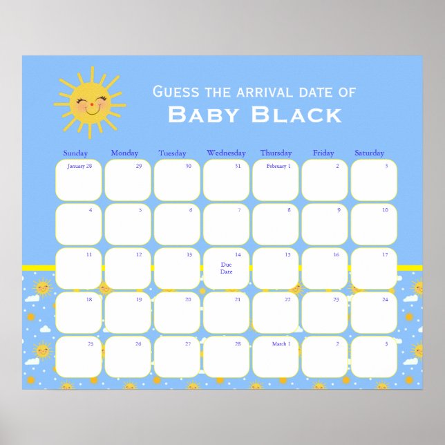 Blue Clouds Babydusche schätzt das aktuelle Poster (Vorne)