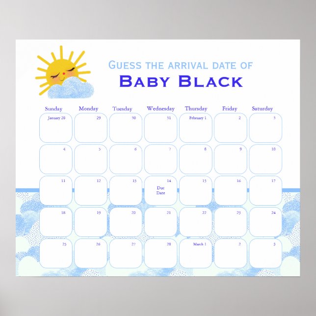 Blue Clouds Babydusche schätzt das aktuelle Poster (Vorne)