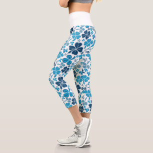 Blue Clover Kleeblatt Pattern St. Patrick`s Day Ca Capri Leggings