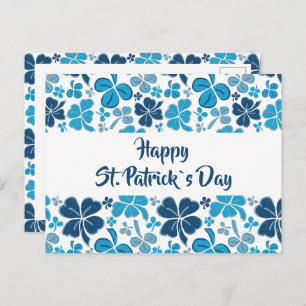 Blue Clover Kleeblatt Pattern St Patrick`s Day Postkarte