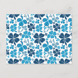 Blue Clover Kleeblatt Pattern St Patrick`s Day Postkarte
