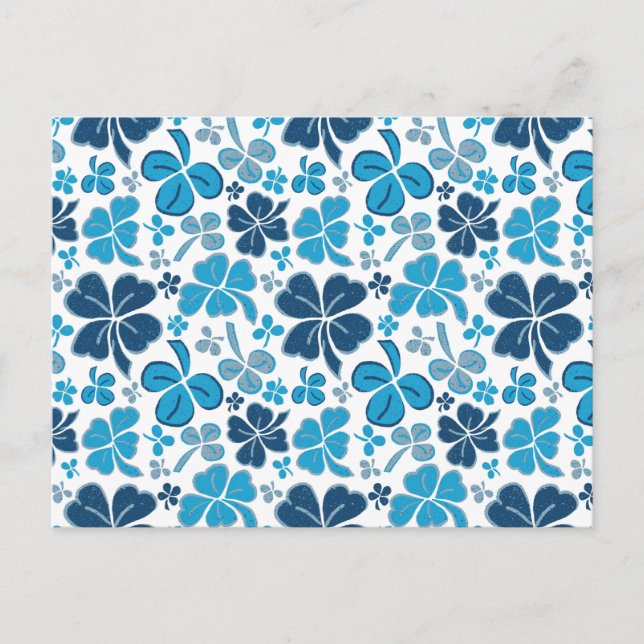 Blue Clover Kleeblatt Pattern St Patrick`s Day Postkarte (Vorderseite)