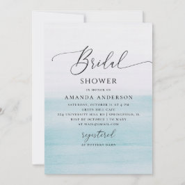 Blue Coastal Bridal Shower | Watercolor Beach Einladung