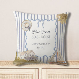 Blue Coastal Chic Blue Stripes Kissen