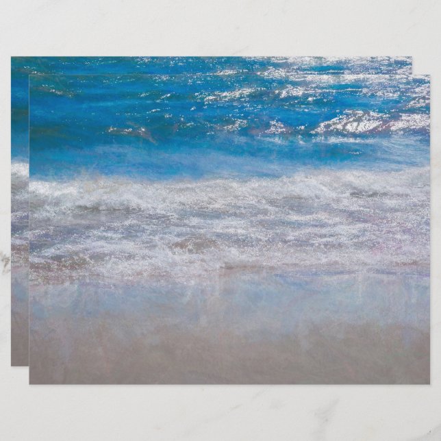 Blue Coastal Ocean Waves Tropical Art (Vorne/Hinten)