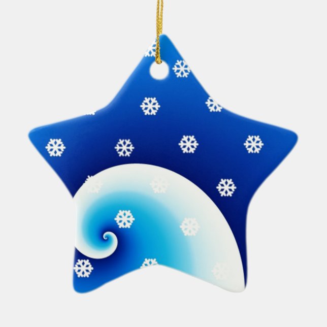 Blue Coastal Waves Weihnachten Keramikornament (Vorne)