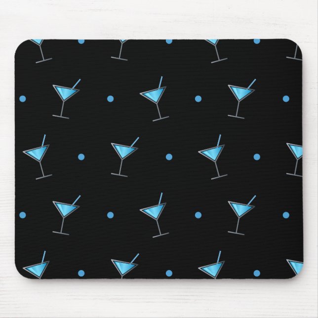 Blue Cocktail Martini Glass Mousepad (Vorne)