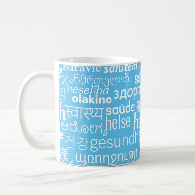 Blue-Coffee-Tasse für den Gesundheitstext oder Far Kaffeetasse (Links)