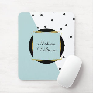 Blue Color Block Polka Punkte mit beliebigem Namen Mousepad