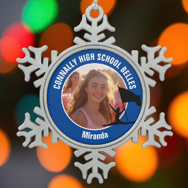 Blue Color Guard Photo High School Dancer Schneeflocken Zinn-Ornament