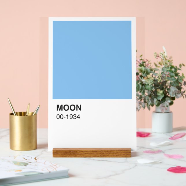 Blue Color Moon Song - weißer Hintergrund Acrylschild (Hochzeit)