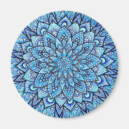 Blue Color Pencil Hand Drawn Mandala Design Magnet