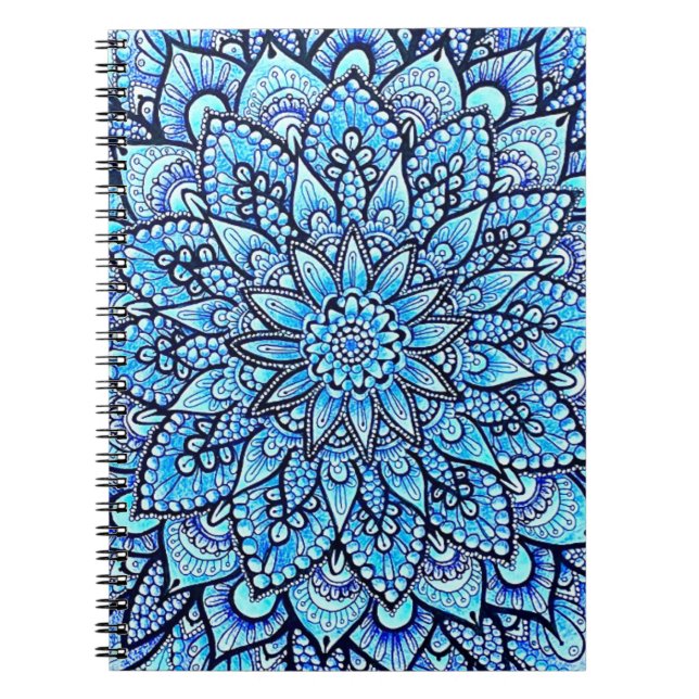 Blue Color Pencil Mandala Design Original Art  Notizblock (Vorderseite)