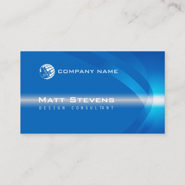 Blue Color Wave Business Card Visitenkarte (Vorderseite)