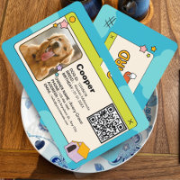 Blue & Colorful Hund ID Card mit QR Code & Foto