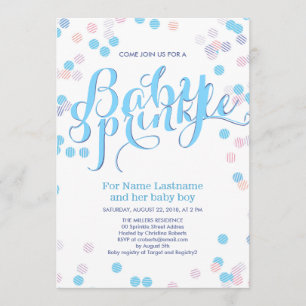 Blue Colorful Modern Baby Sprinkle Einladung Junge
