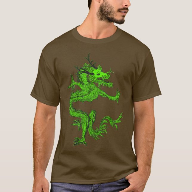 Blue Colorful Traditional Chinese Dragon in Moon T-Shirt (Vorderseite)
