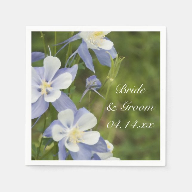 Blue Columbine Blume Hochzeit Serviette (Vorderseite)