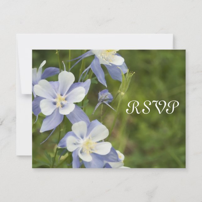 Blue Columbine Wedding RSVP Response Card Karte (Vorderseite)