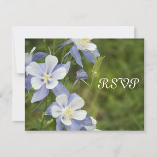 Blue Columbine Wedding RSVP Response Card Karte