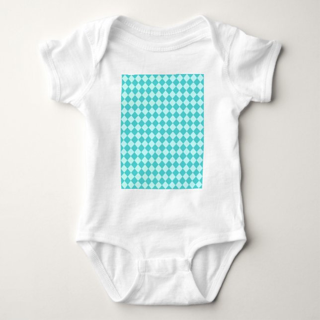 Blue Combination Diamond Pattern von Shirley Taylo Baby Strampler (Vorderseite)