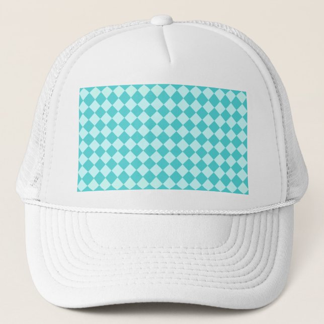 Blue Combination Diamond Pattern von Shirley Taylo Truckerkappe (Vorderseite)