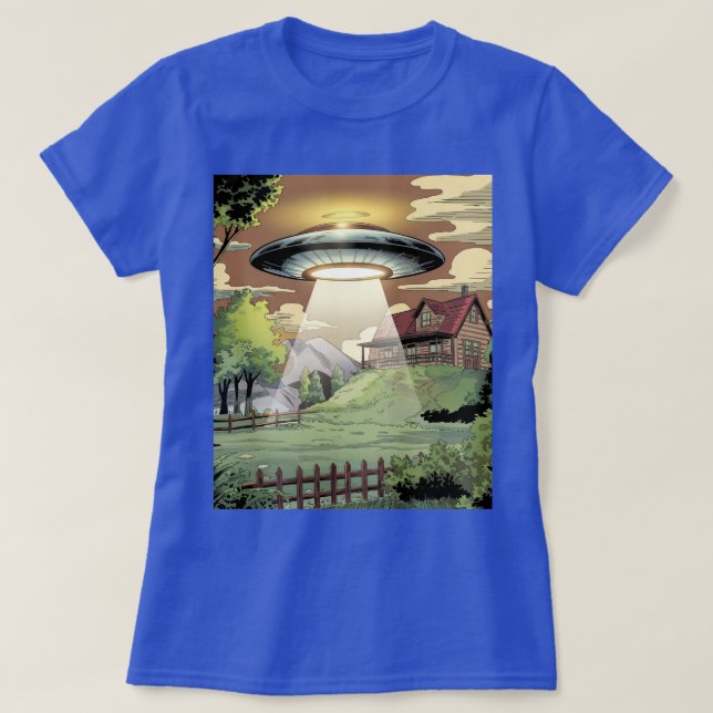 Blue Comic UFO T - Shirt (Design vorne)