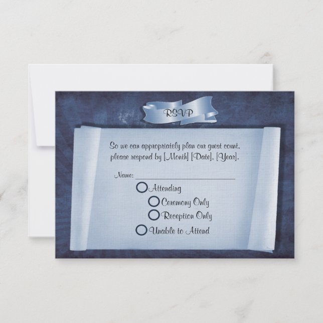 Blue Commitment Zeremonie Custom RSVP Cards (Vorderseite)