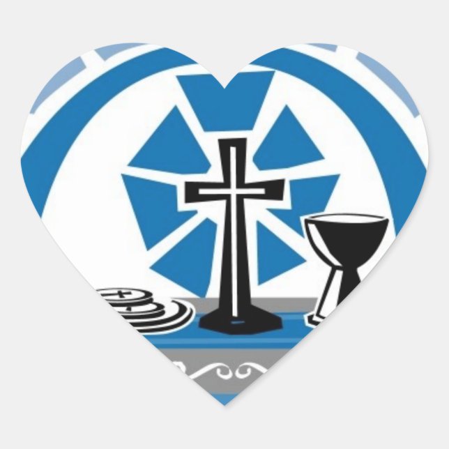 Blue Communion Page Accent Wedding Hearts Herz-Aufkleber (Vorderseite)