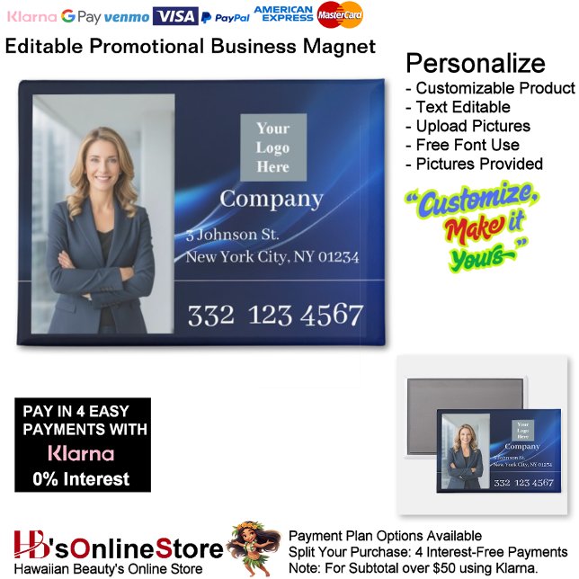 Blue Company Photo Logo Promotional Business Magnet (Blue Company Photo Logo Promotional Business Magnet.)